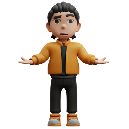 Garçon pose geste je ne sais pas  3D Illustration