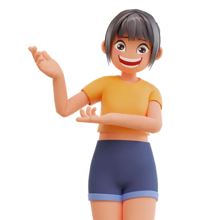 Garota mostrando algo  3D Illustration