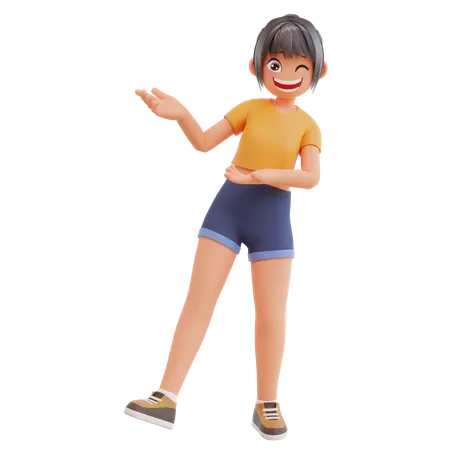 Garota sexy mostrando algo  3D Illustration