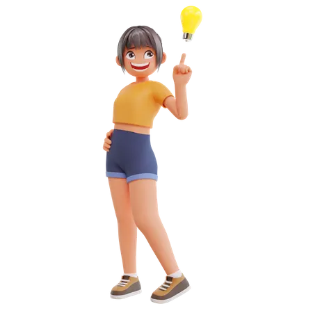 Garota sexy tem ideia  3D Illustration