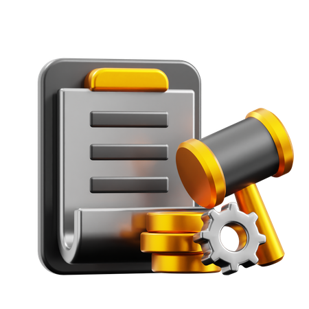 Gavel and Clipboard  3D Icon