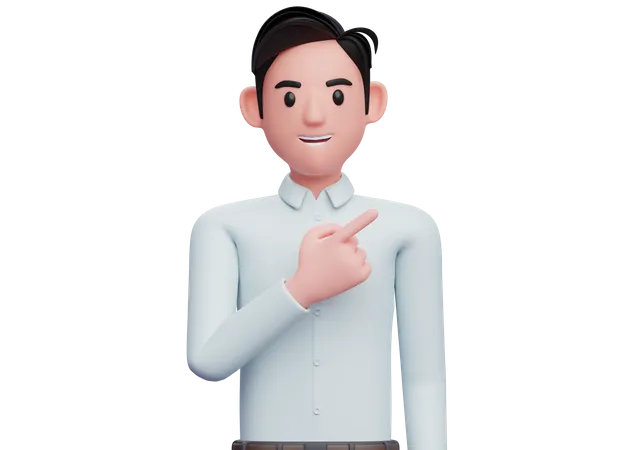 Geschäftsmann zeigt nach oben rechts  3D Illustration
