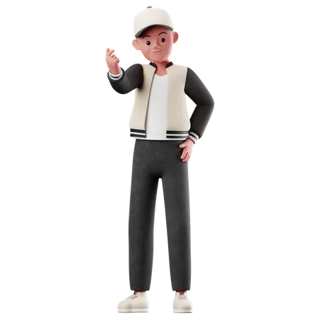 Menino apontando para si mesmo gesto  3D Illustration