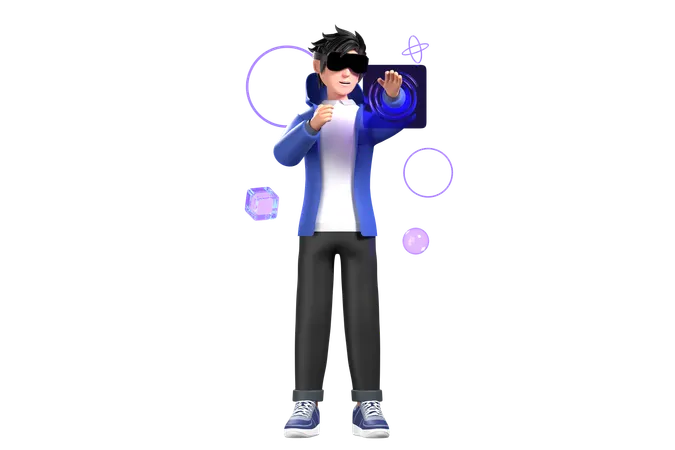 제스처 제어 상호 작용  3D Illustration