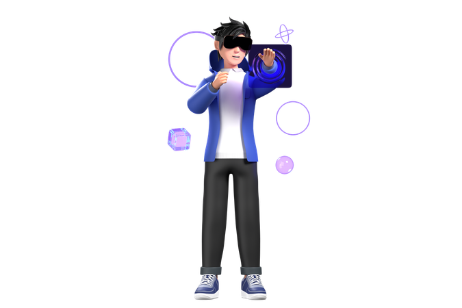 Gesture Control Interaction  3D Illustration
