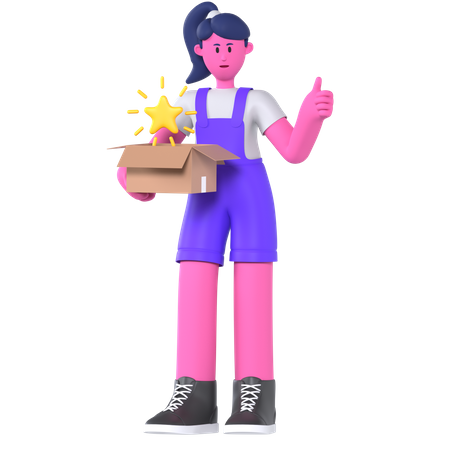 Girl Giving Product Review  3D Illustration