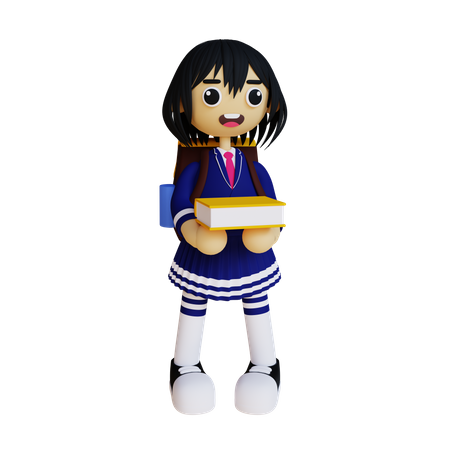 Girl holding book in her hand  3D Illustration