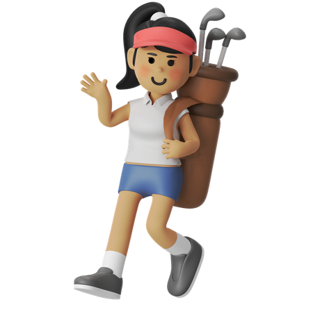 Golfschlägertasche Mädchen  3D Illustration