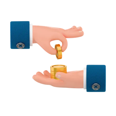 Hand Giving Coins  3D Icon