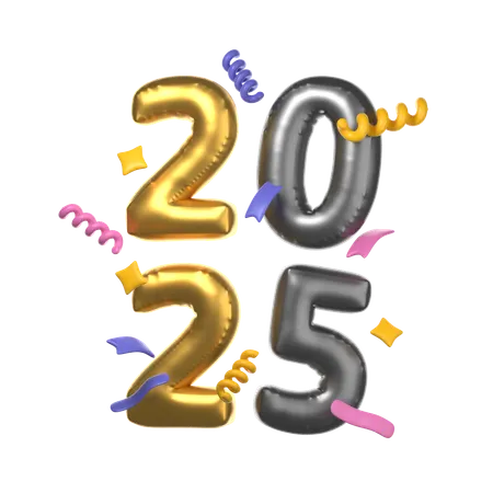 Happy New Year 2025  3D Icon
