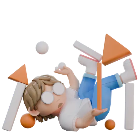 Homem cai quando as coisas dão errado  3D Illustration
