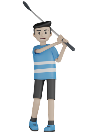 Homem jogando golfe  3D Illustration
