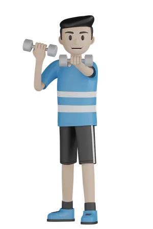 Homem levantando halteres  3D Illustration
