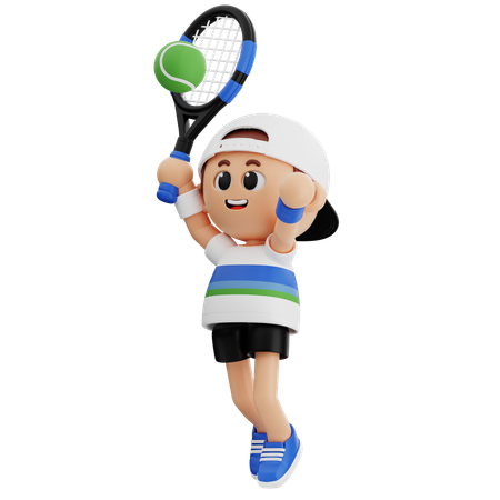 Jogador de tênis esmaga bola de tênis  3D Illustration
