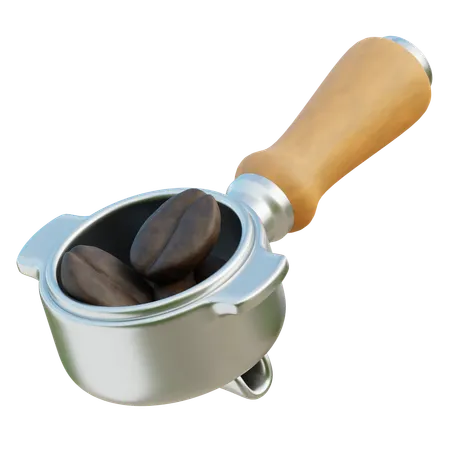 Kaffeebohnen mit Siebträger  3D Icon