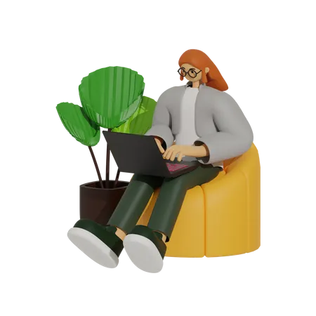 Le bureau avec canapé, un guide pour rester productif et confortable  3D Illustration