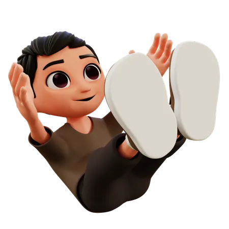 Little Boy Falling Down 3D Illustration