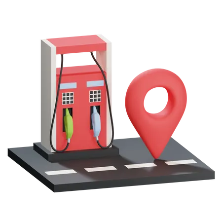 Localização do posto de gasolina  3D Illustration