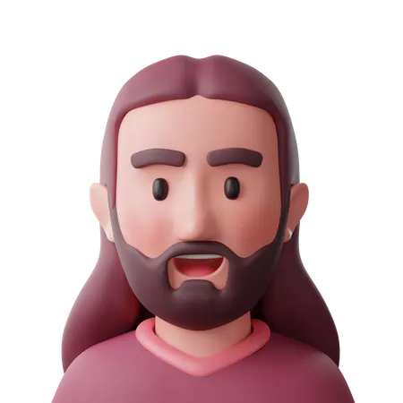 Long Hair Man  3D Icon