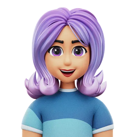 Long Hair Woman  3D Icon