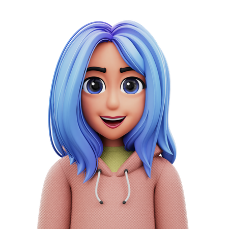 Long Hair Woman  3D Icon