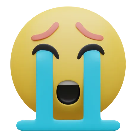 Loudly Crying Face  3D Icon