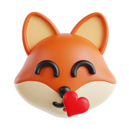Love Fox Emoji  3D Icon