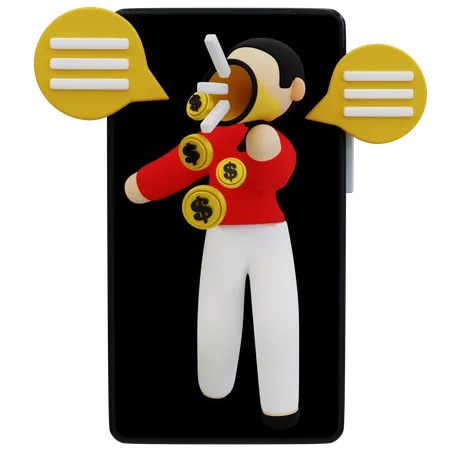 Lucros com Marketing Móvel  3D Illustration