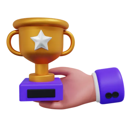 Main tenant le trophée  3D Icon