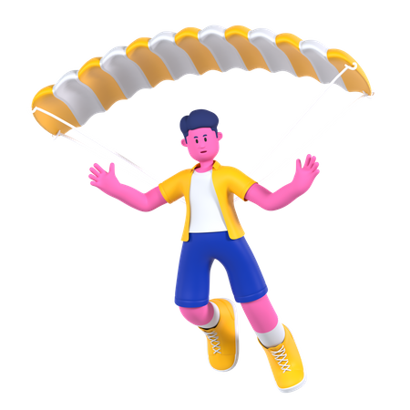 Man enjoying Parachute ride  3D Illustration