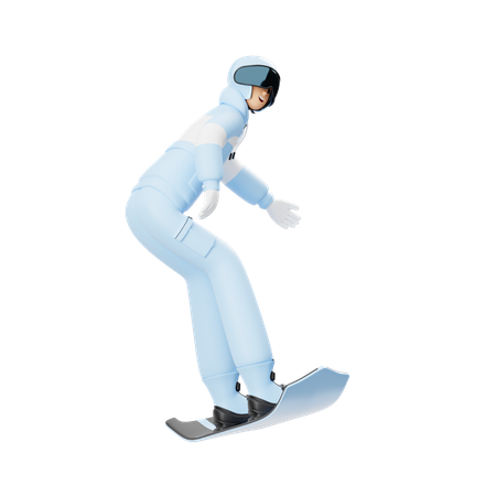 Man Jumping With Snowboarding  3D Illustration