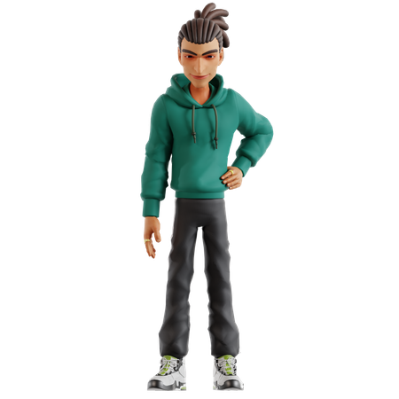 Man standing while keeping his hand on waist  3D Illustration