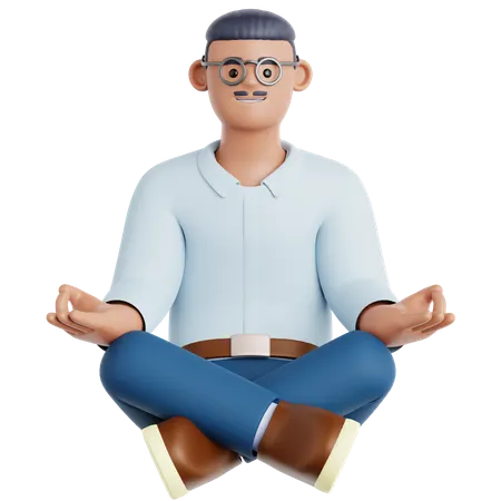 Mann Meditation  3D Illustration