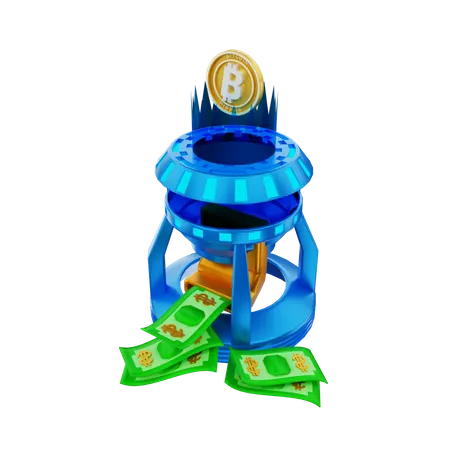 Máquina de conversão de bitcoin  3D Illustration