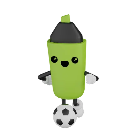Marker Kicked Football  3D Illustration