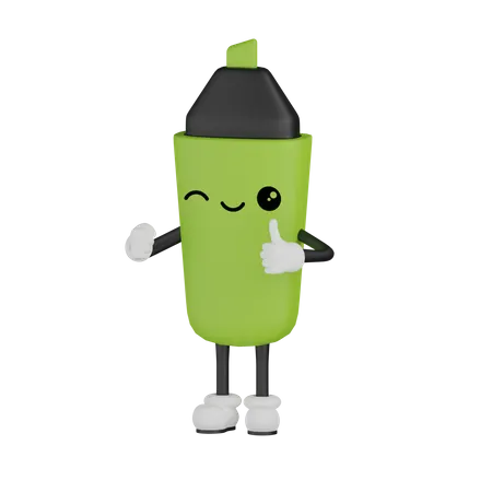 Marker Thumb Up  3D Illustration