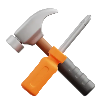 Martelo e parafuso  3D Icon