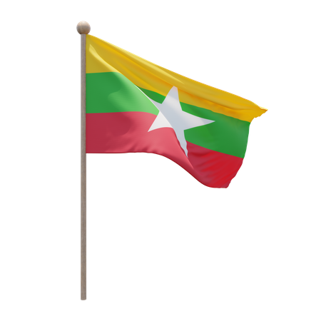 Mastro de bandeira de Mianmar  3D Flag