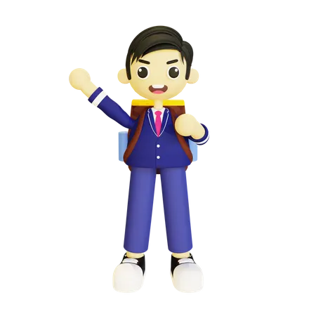 Menino estudante renunciando à mão  3D Illustration