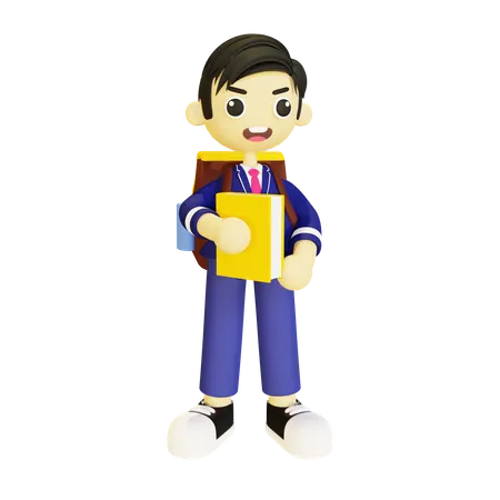 Menino segurando livro  3D Illustration