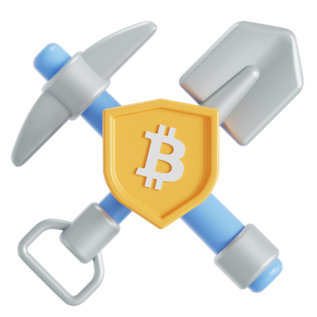 Mineração de Bitcoin segura  3D Icon