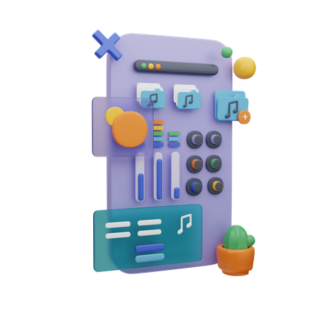 Mobile Music Equalizer  3D Illustration