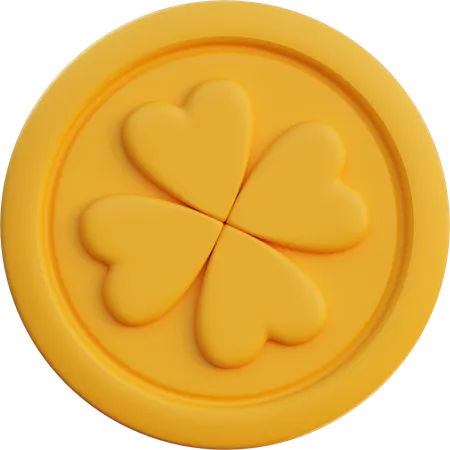 Moeda de trevo de quatro folhas  3D Icon