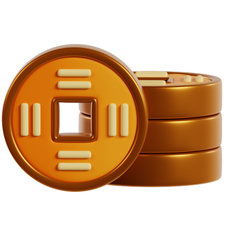 Prosperidad de las monedas doradas de la suerte  3D Icon