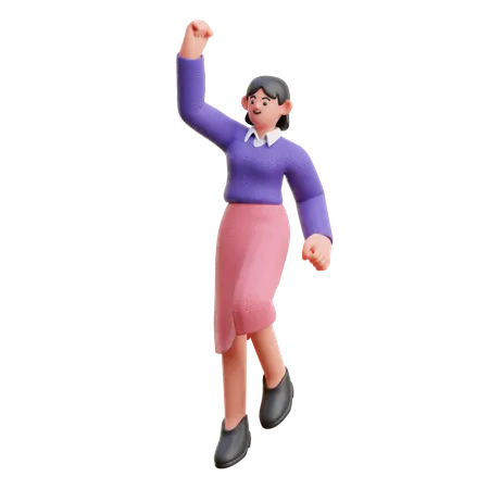 Mujer celebrando pose ganadora  3D Illustration