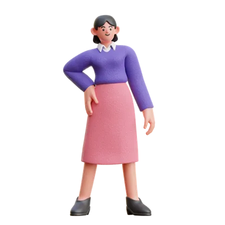 Mujer en pose fresca  3D Illustration