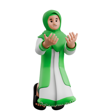 Mulher muçulmana sentada enquanto reza  3D Illustration