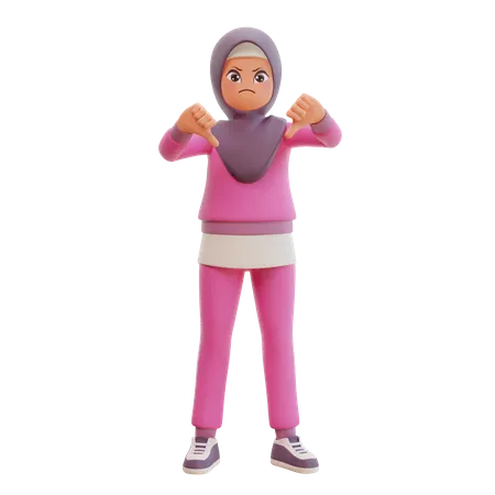 Muslim Girl Disagree  3D Illustration