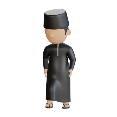Muslim Male Walking  3D Illustration