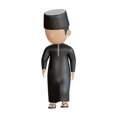 Muslim Male Walking  3D Illustration